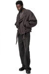 Belted Cropped Trench, Greyish Purple