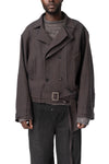 Belted Cropped Trench, Greyish Purple