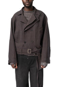 Belted Cropped Trench, Greyish Purple