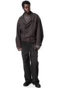 Belted Cropped Trench, Greyish Purple