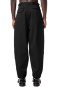 Double pleated wide leg wool pants, Black