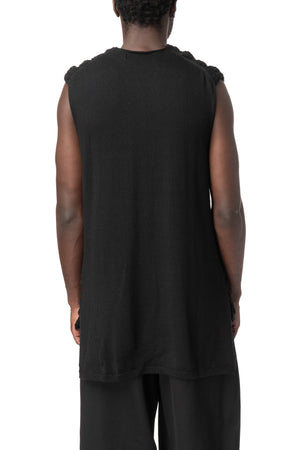 Sleeveless textured knit vest, Black