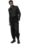 Cropped double-breasted wool blazer, Black
