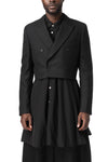 Cropped double-breasted wool blazer, Black