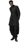 Cropped double-breasted wool blazer, Black