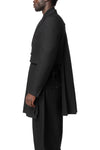 Cropped double-breasted wool blazer, Black