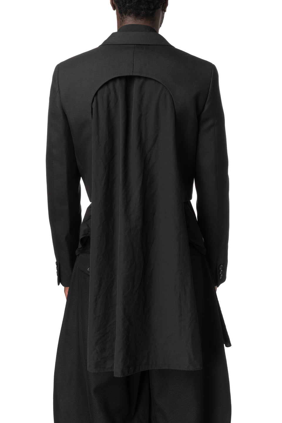 Cropped double-breasted wool blazer, Black