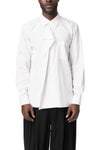 Asymmetric draped panel cotton shirt, White