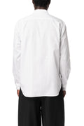 Asymmetric draped panel cotton shirt, White