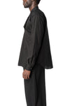 Asymmetric draped panel cotton shirt, Black