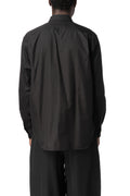 Asymmetric draped panel cotton shirt, Black