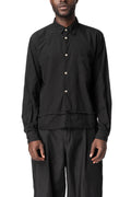 Cropped layered hem polyester shirt