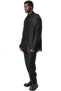 Reversible wool cashmere overshirt, Black