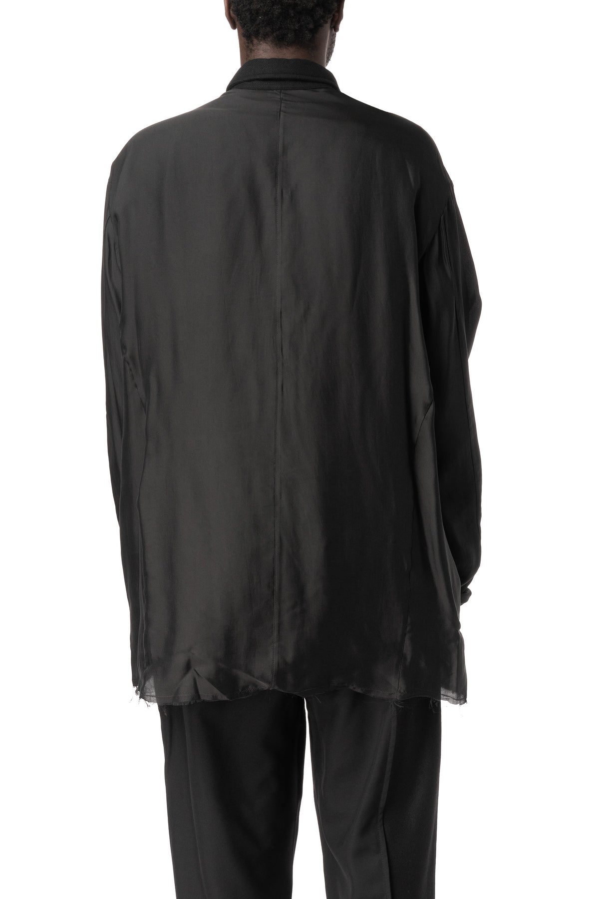 Reversible wool cashmere overshirt, Black