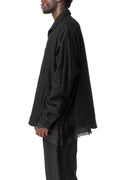 Reversible wool cashmere overshirt, Black