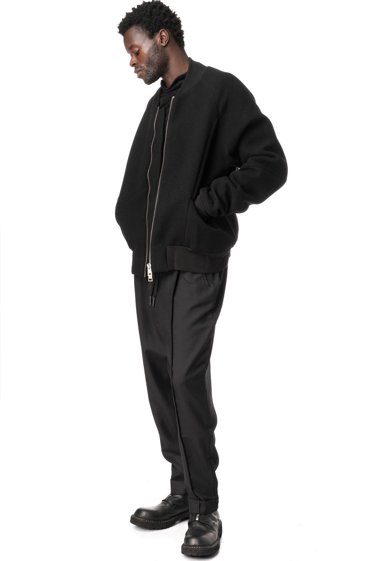 Wool bomber jacket, Black