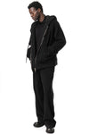 Zipped hooded wool jacket, Black