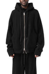 Zipped hooded wool jacket, Black