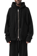 Zipped hooded wool jacket, Black
