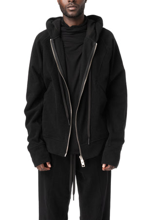 Cashmere zip hooded jacket, Black