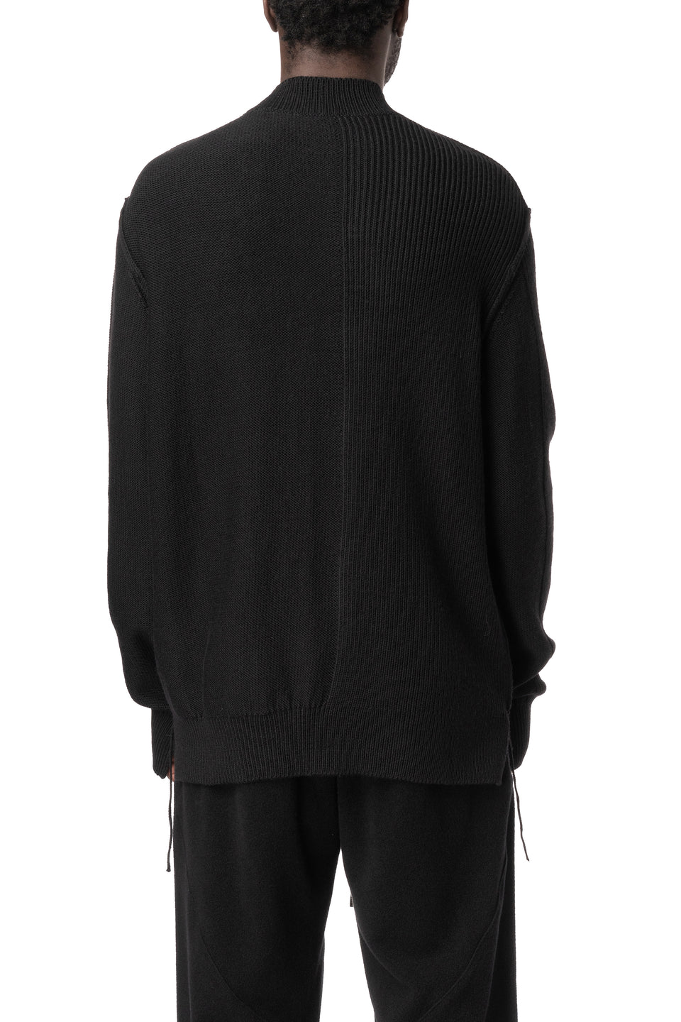 Panelled knitted wool crewneck, Black
