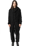 Asymmetric hooded knit cardigan coat, Black