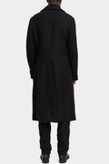 High neck long hemp wool coat
