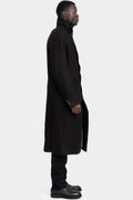 High neck long hemp wool coat