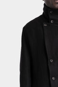 High neck long hemp wool coat