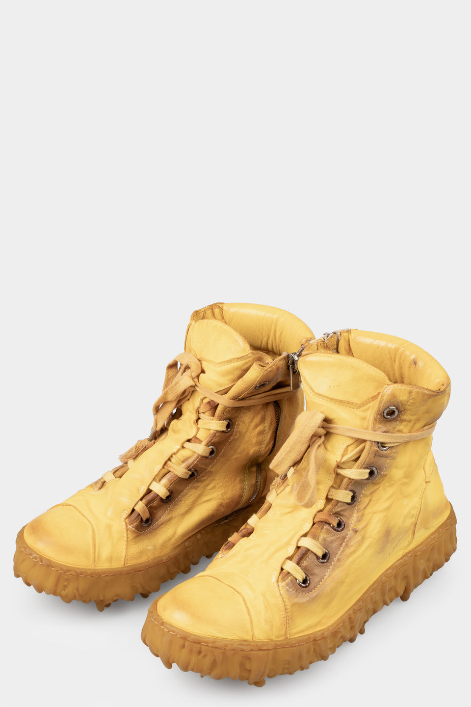 High top melt sole laced sneakers, Lemon Yellow