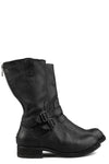 Back zip buckle boots | PLM03B / Black stitching