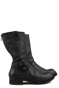 Back zip buckle boots | PLM03B / Black stitching