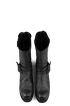 Back zip buckle boots | PLM03B / Black stitching