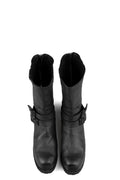 Back zip buckle boots | PLM03B / Black stitching