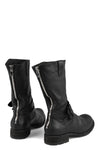 Back zip buckle boots | PLM03B / Black stitching