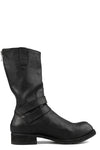 Back zip buckle boots | PLM03B / Black stitching