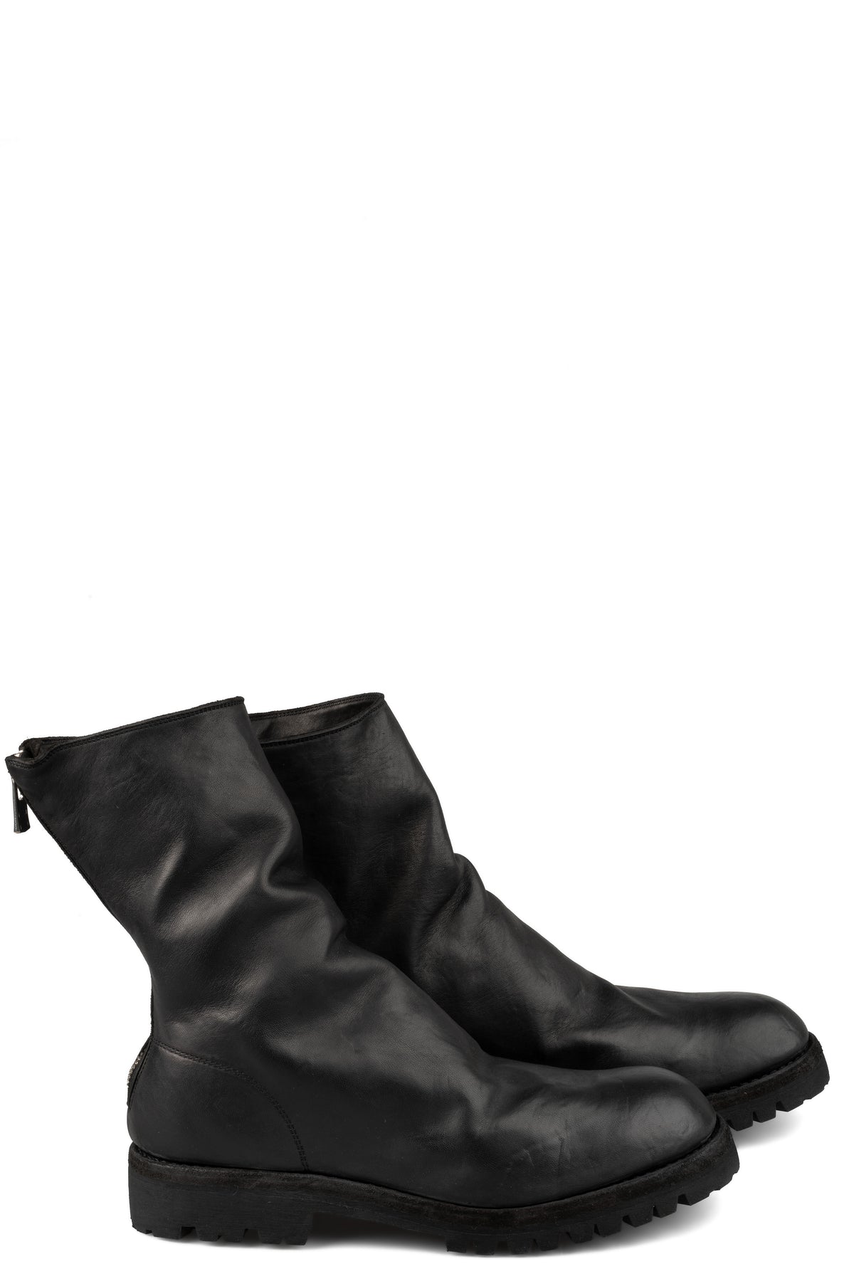 Back zip high top boots | 788VXB / Black stitching