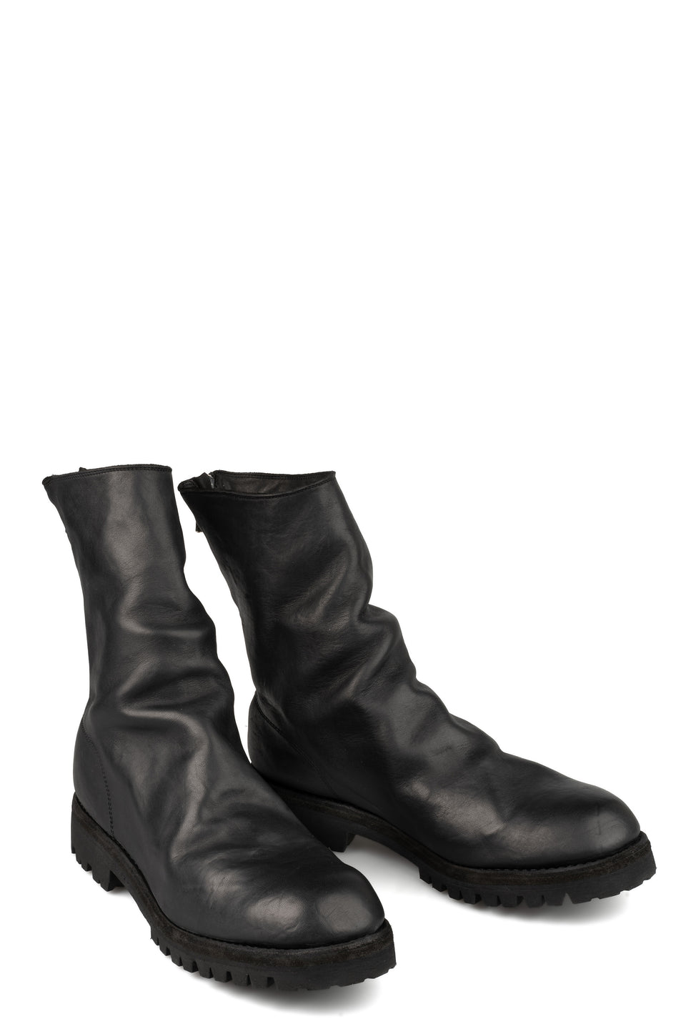 Back zip high top boots | 788VXB / Black stitching
