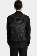 Crinkled leather large backpack
