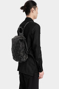 Crinkled leather large backpack