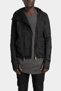 Double zip high neck sweater, Leather effect