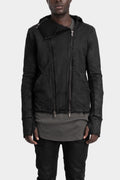 Double zip high neck sweater, Leather effect