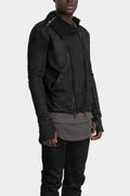 Double zip high neck sweater, Leather effect