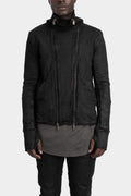 Double zip high neck sweater, Leather effect