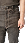 Low crotch 4 pocket stretch leather pants, Elephant grey
