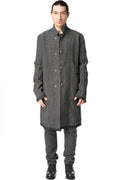 Long wool blend blazer with leather piping