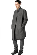 Long wool blend blazer with leather piping