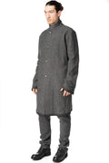 Long wool blend blazer with leather piping