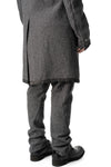 Long wool blend blazer with leather piping