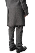 Long wool blend blazer with leather piping
